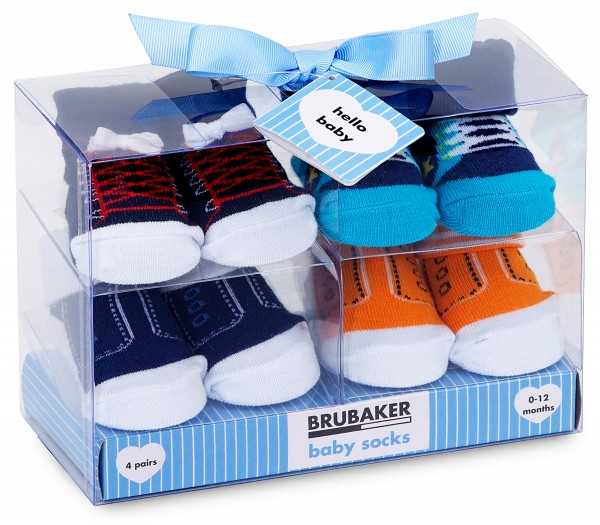 4 Paar Babysocken "Sneaker Style" in Geschenkverpackung, 0-12 Monate