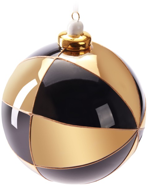 Premium Weihnachtskugel mit Gold-Schwarz Muster - 10 cm Baumkugel
