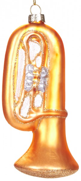 Trompete - Handbemalte Weihnachtskugel aus Glas - Mundgeblasener Christbaumschmuck - 13 cm