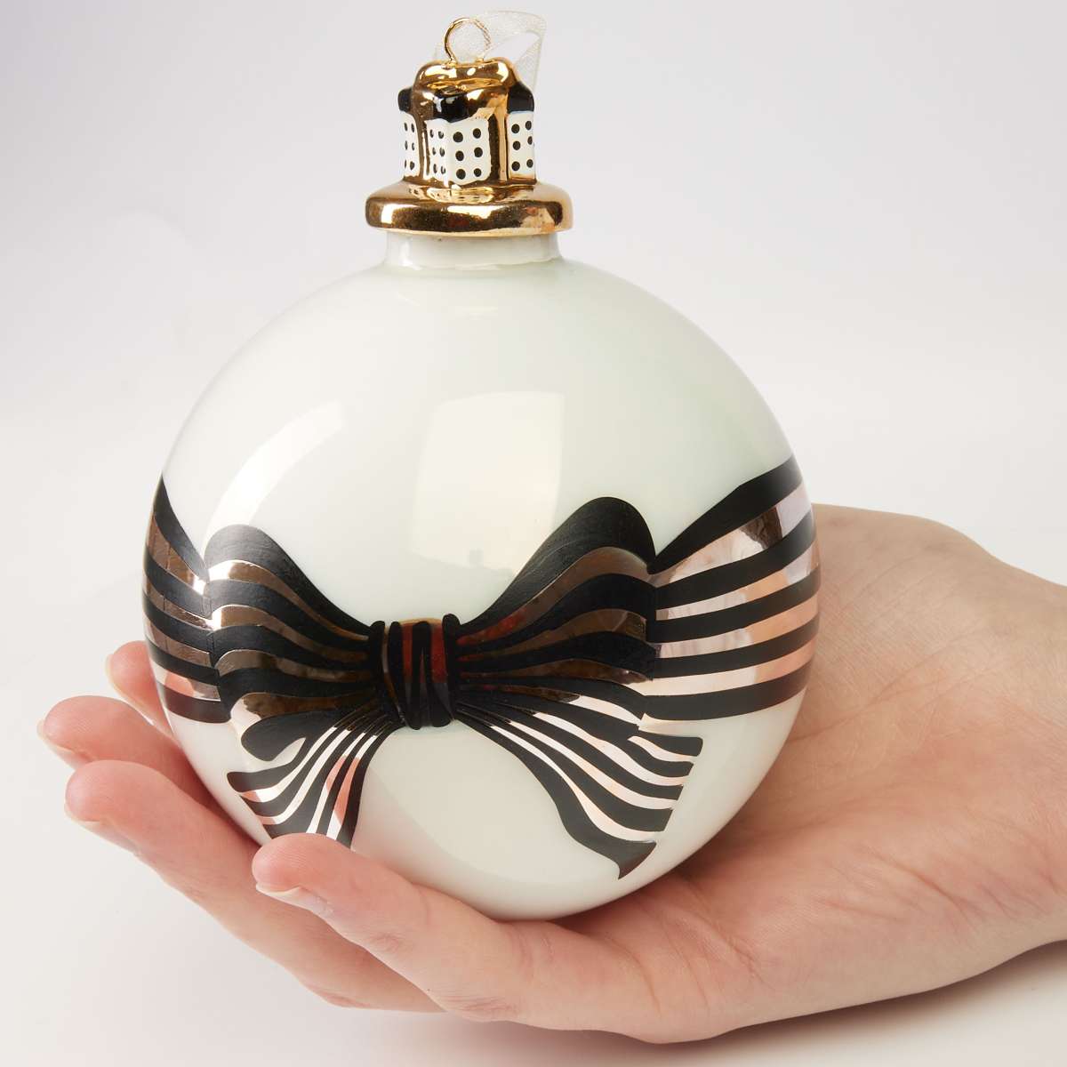 2 Stück Christbaumschleifen Schwarz – Beflockt, 10 Cm, Mit Aufhänger