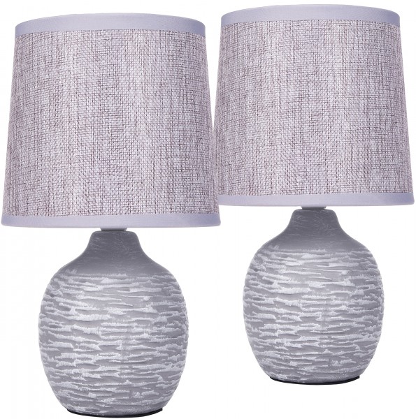 Tisch- oder Nachttischlampen - 27 cm - Grau - Keramik Lampenfüße mit Struktur
