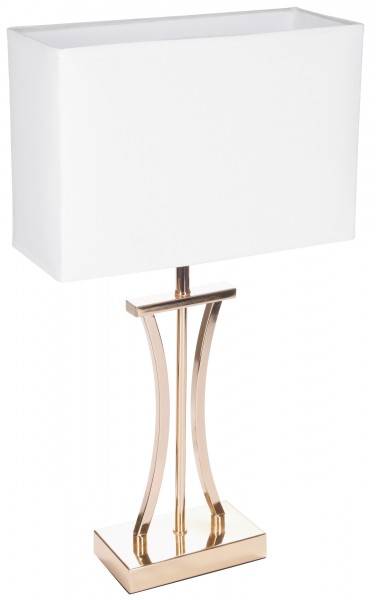 Tisch- oder Nachttischlampe Goldene Säule - Vintage Tischleuchte aus Metall - 50 cm Höhe, Gold Weiß