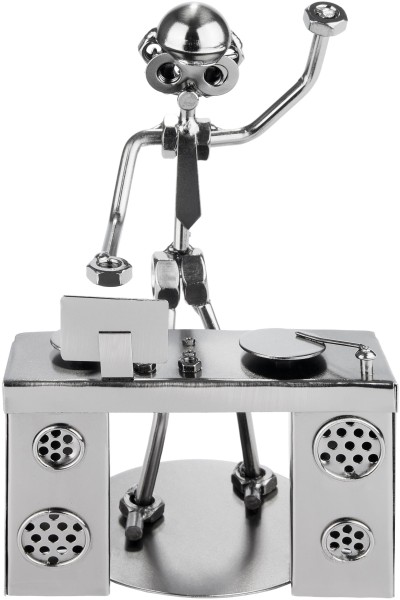 Schraubenmännchen DJ am Mischpult - Eisenfigur am DJ-Pult - Handarbeit