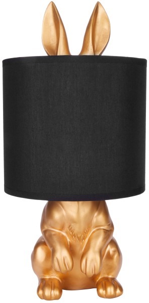 Tisch- oder Nachttischlampe Hase Gold oder Silber - 42 cm Tischleuchte mit Keramikfuß