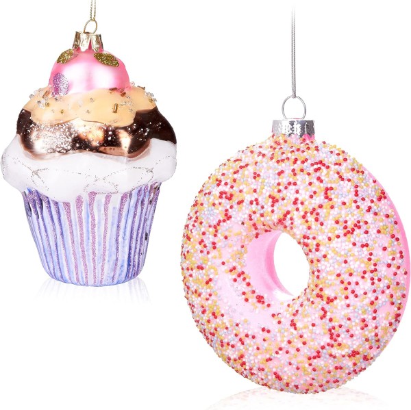 Baumkugel Set - Muffin & Donut - Süßes in Rosa Pink