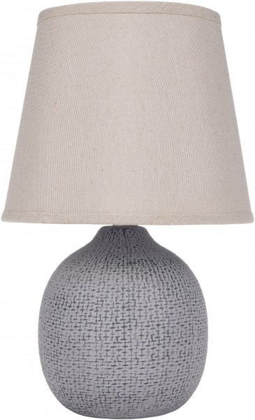 Tischlampe Nachttischlampe - Keramik-Lampenfuß mit Struktur - Leinen-Schirm- Braun/Beige - 28,5 cm