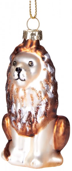 Löwe - Handbemalte Weihnachtskugel aus Glas - Mundgeblasener Christbaumschmuck - 12 cm