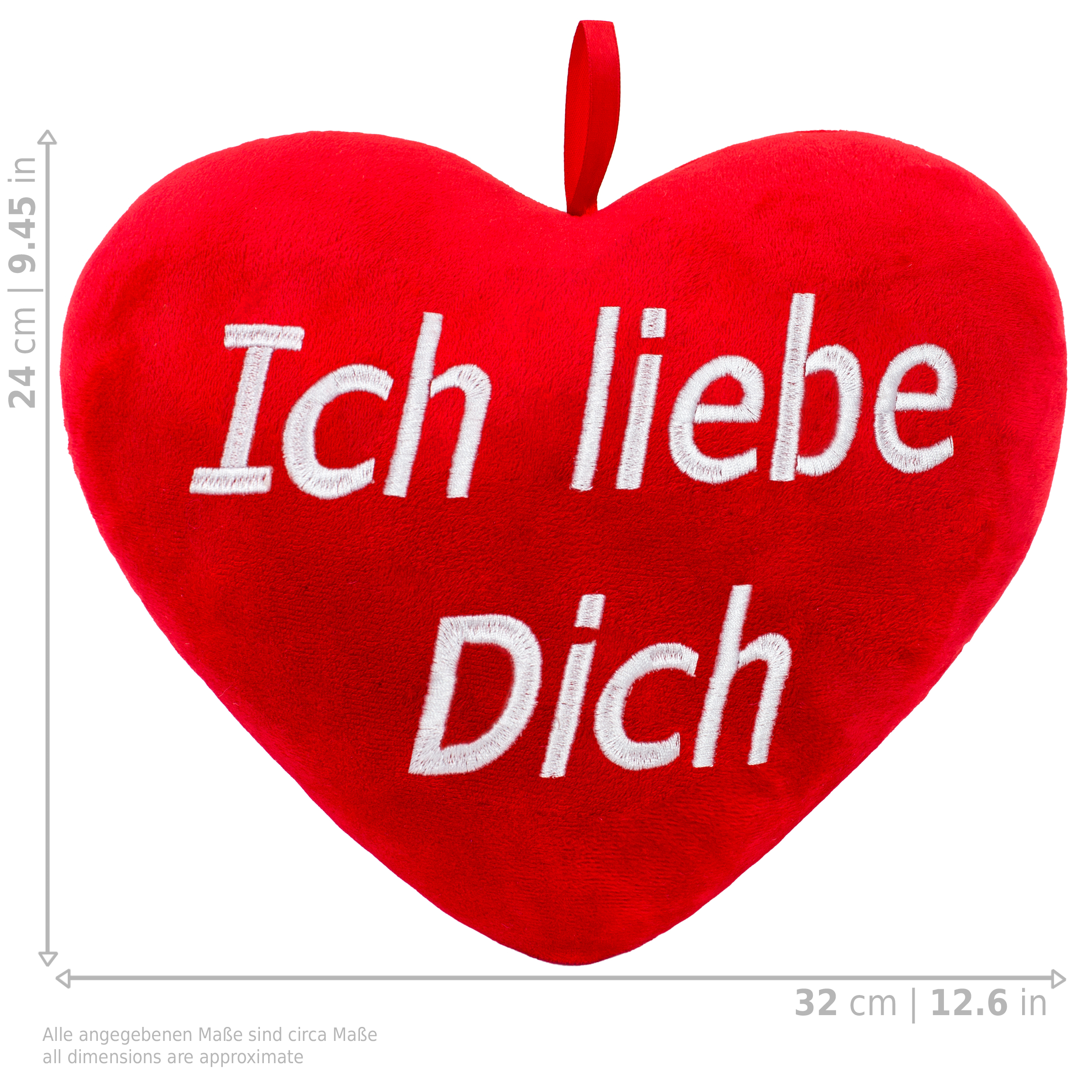 Herzkissen rot Ich liebe dich i Love you Kissen Liebe Geschenk Herz Plüsch 35 cm 