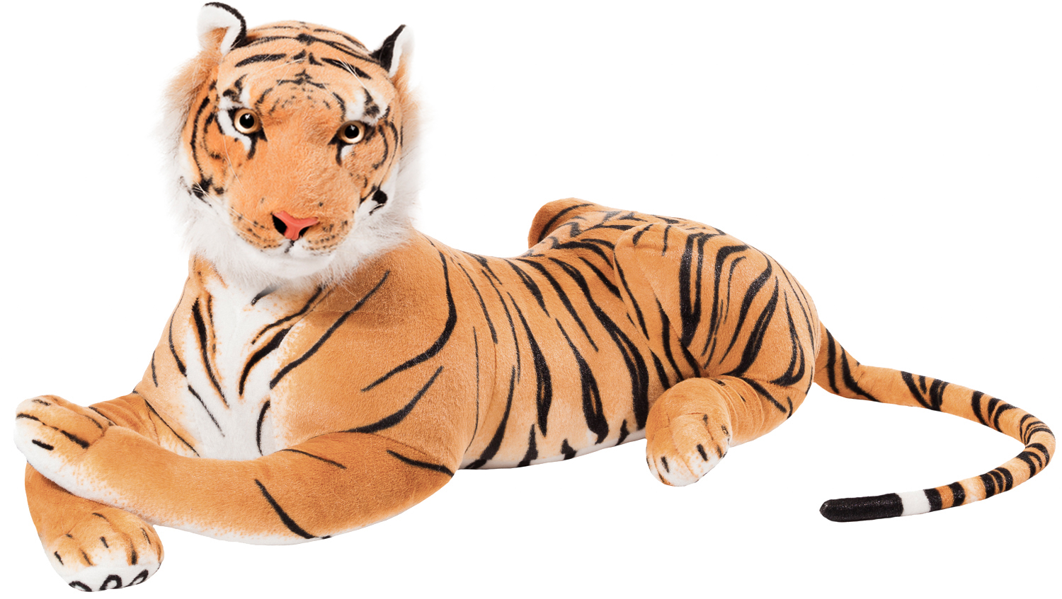 Tiger liegend weiß  ca 60 cm Schwanz Plüschtier Plüschtiger 110 cm inkl 