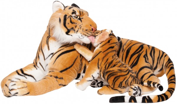Tiger mit Baby braun 100 cm Stofftier Plüschtier