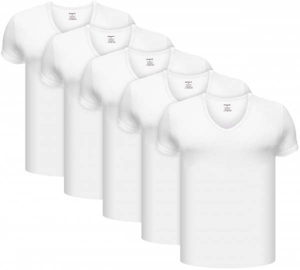 5er Pack Herren Unterhemd - T-Shirt mit V-Ausschnitt - hochwertige Baumwolle - Extra Lang