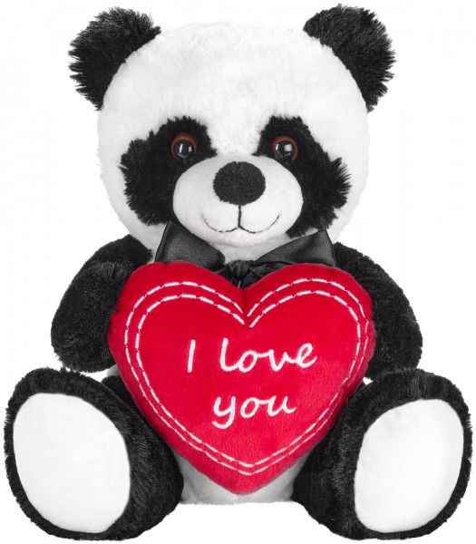 Panda Plüschbär mit Herz Rot - I Love You - 25 cm - Pandabär Kuscheltier