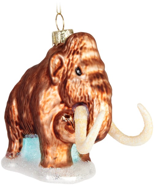 Mammut Weihnachtskugel aus Glas - Handbemalt und Mundgeblasen - Steinzeit Elefant