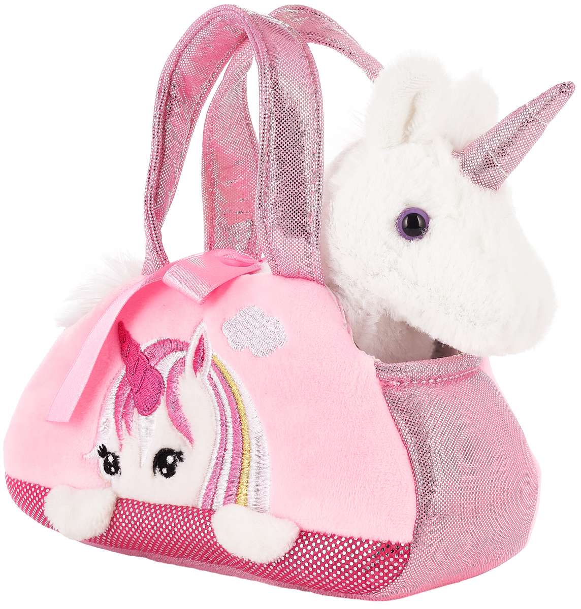 Mousehouse Gifts Kuscheltier-Einhorn - Weiß & Rosa Cord | 25 Cm | Waschbar & Super Flauschig