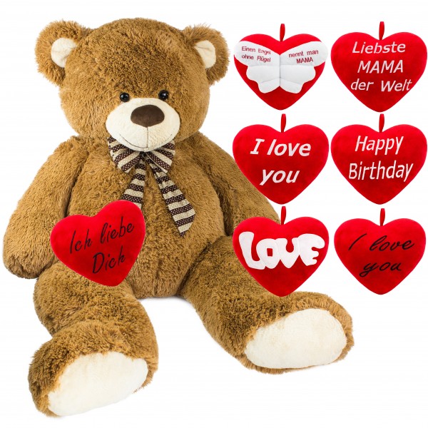 Riesiger XXL Teddybär 1,5 m groß - Braun mit einem Plüschherz