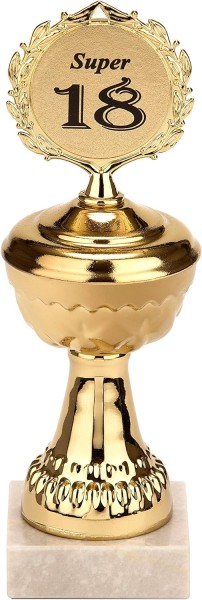Pokal - Goldene Trophäe mit Marmorsockel - Super Geburtstag