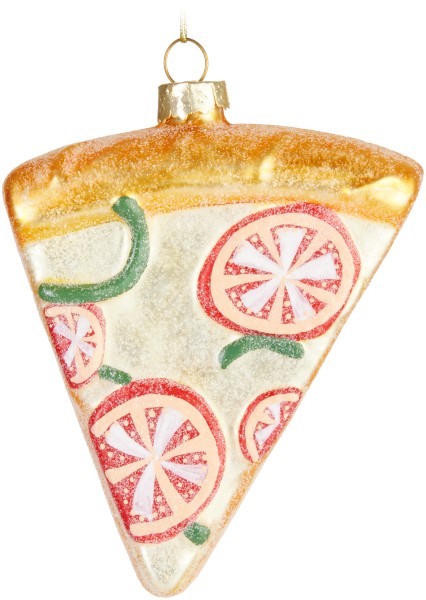 Pizza Weihnachtskugel aus Glas - Handbemalt und Mundgeblasen - Pizzastück Lustig
