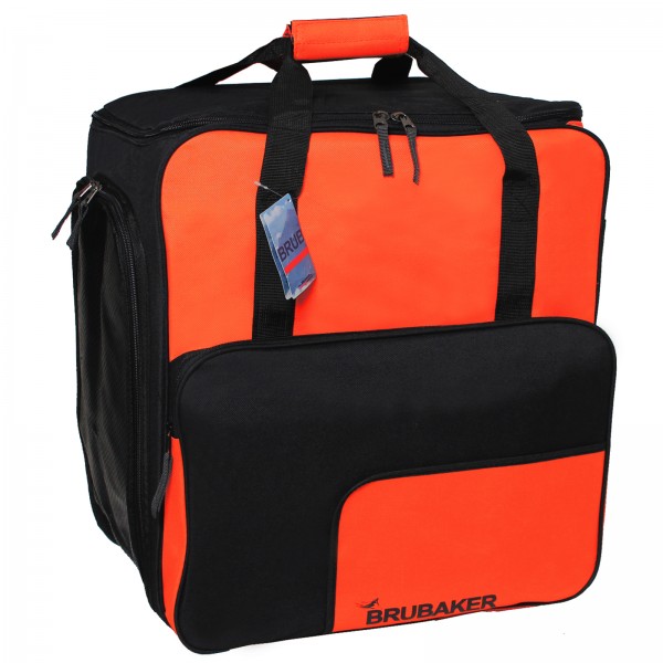 BRUBAKER Super Fuction Skischuhtasche Helmtasche Rucksack mit Schuhfach - Schwarz Orange