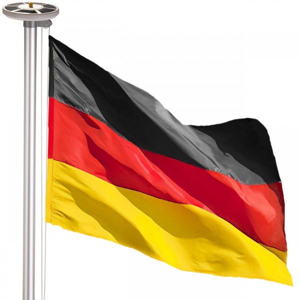 Fahnenmast inkl. Deutschland Flagge und Solar Fahnenmastlicht - Aluminium Flaggenmast Set