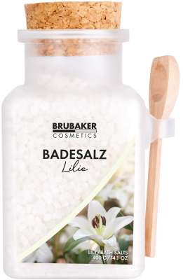 BRUBAKER Badesalz Mit Lavendel-Duft – 400 G Dose, Mit Natürlichen Extrakten & Holz-Messlöffel – Für Entspannende Wellness-Bäder
