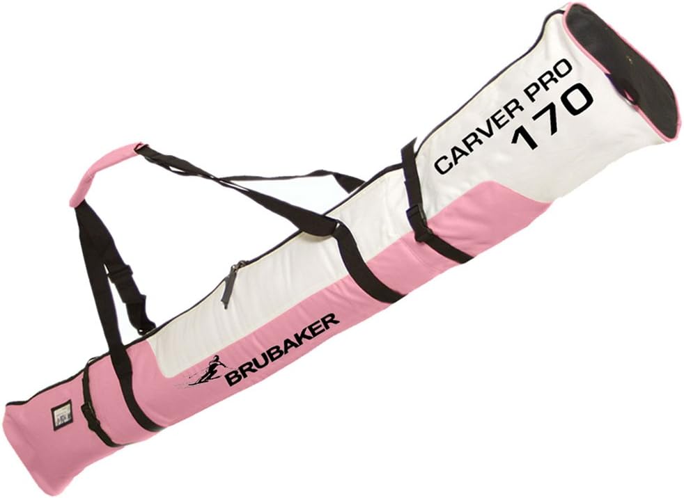 BRUBAKER Kombi Set Carver PRO – Skisack (170/190 Cm) + Skischuhtasche, Limited Edition In Pink/Grau
