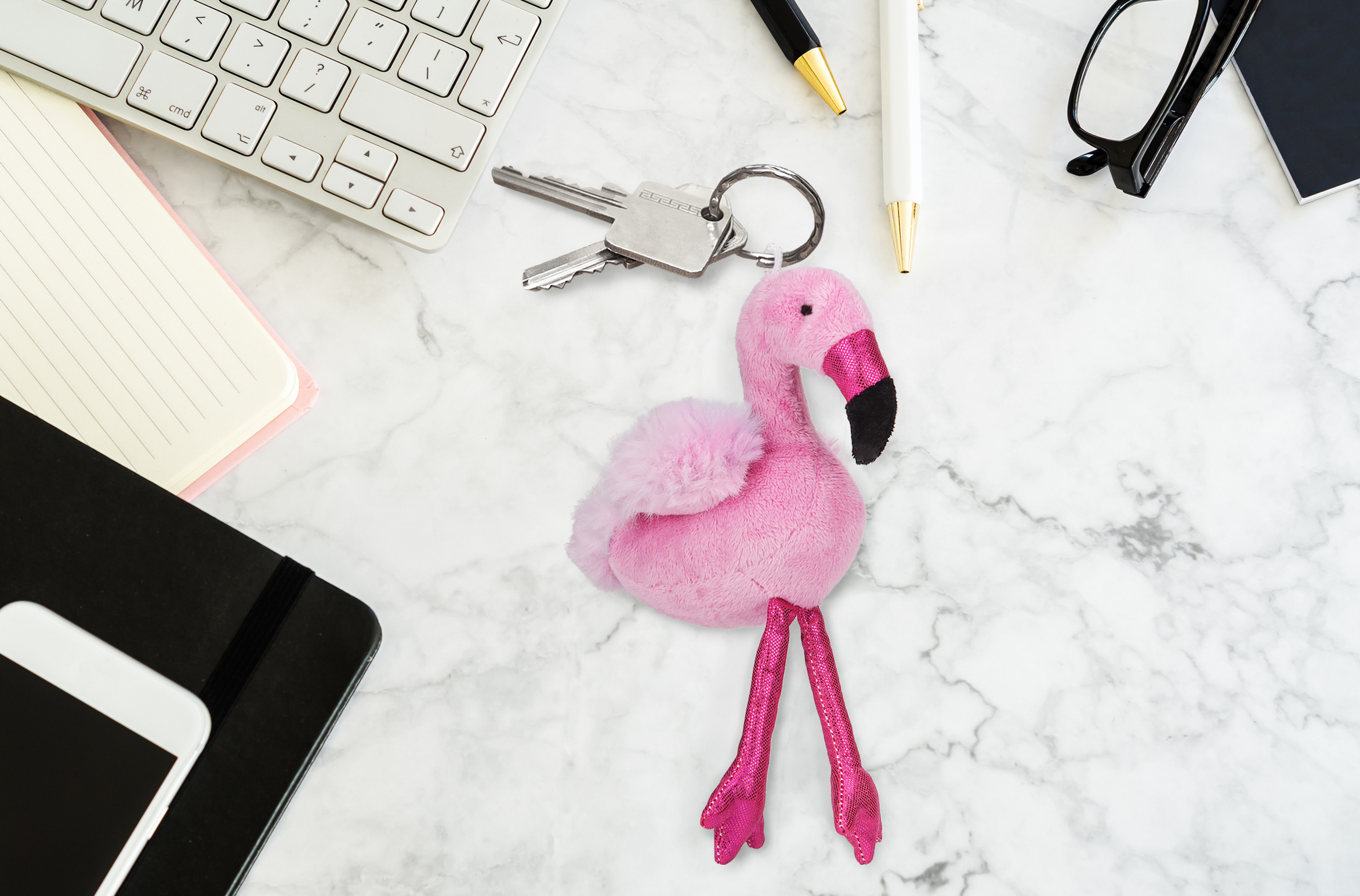 Flamingo Plüsch Ball Anhänger rosa pink Glücksbringer Vogel Schlüsselanhänger 