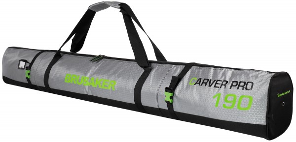 CarverTec Pro Skisack für 1 Paar Ski und Stöcke - Silber Grün