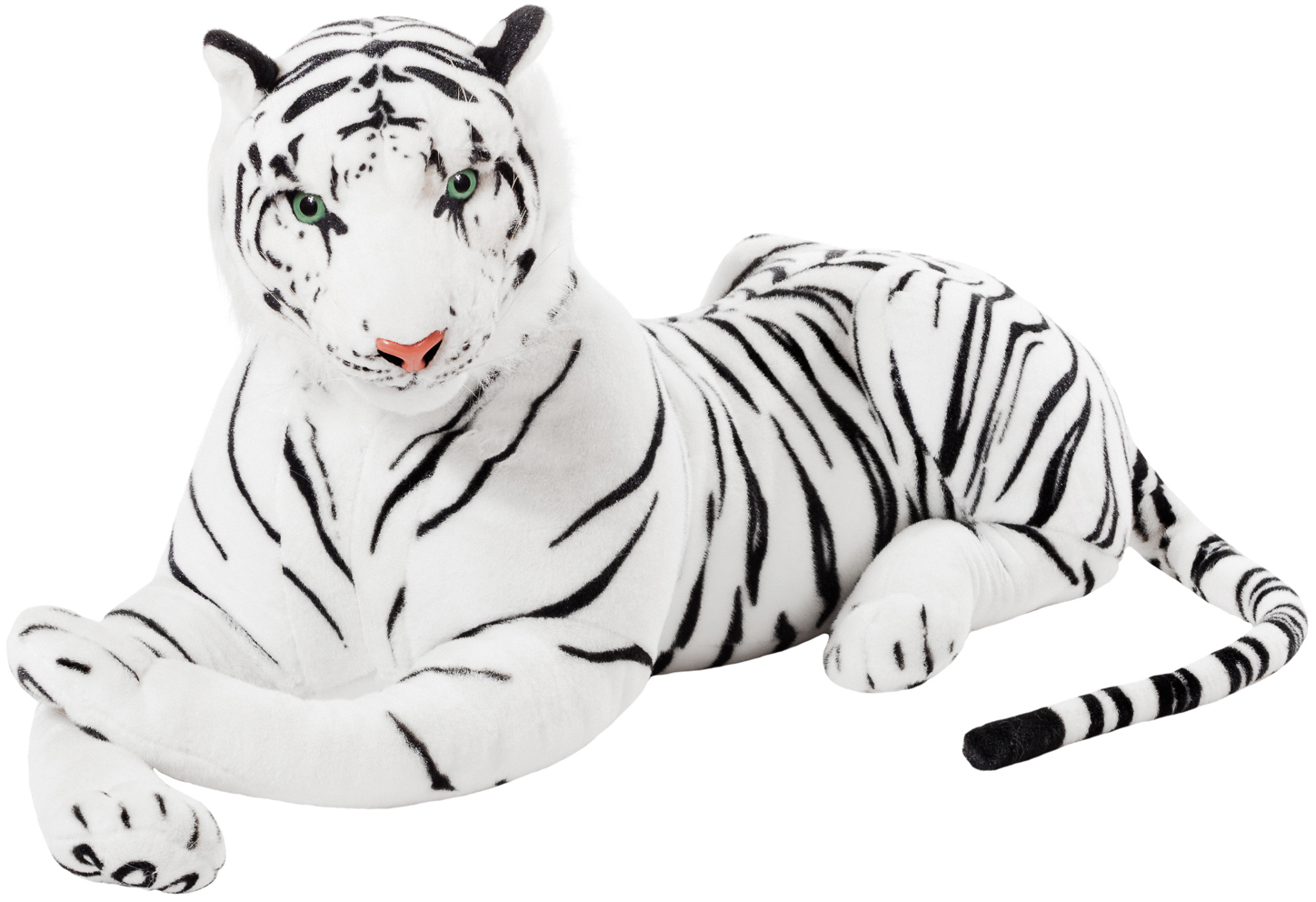 85 cm lang Plüschtier Plüsch-Tiger weiß liegend Tiger weiß ca Stofftier 