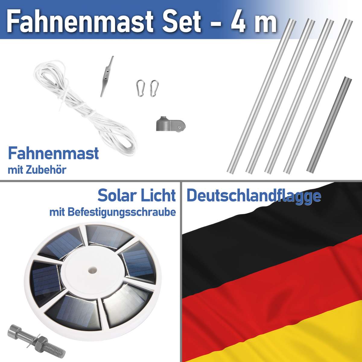 Fahnenmast Mit Solarleuchte BRUBAKER Fahnenmast 4m  Produktbild-Vorschau 6
