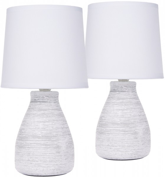 Tisch- oder Nachttischlampen - 28 cm - Weiß - Keramik Lampenfüße - Baumwoll Schirm