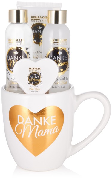 Danke Mama - Geschenkset in Kaffeetasse mit Rosen Vanille Duft