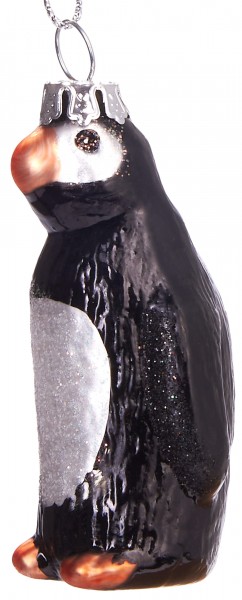 Pinguin - Handbemalte Weihnachtskugel aus Glas - Mundgeblasene Baumkugel - 7,5 cm