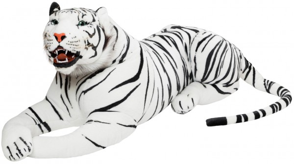 Tiger weiß mit Zähnen 130 cm Stofftiger Stofftier Plüschtier