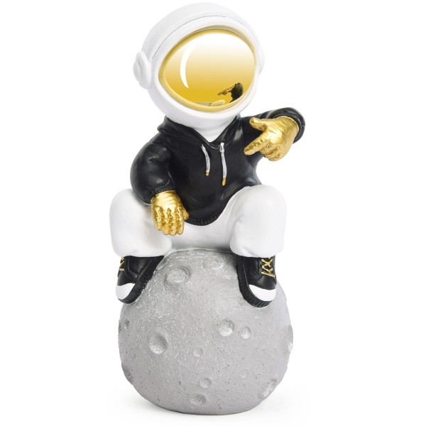 Dekofigur Astronaut sitzt auf dem Mond in cooler Pose - 24 cm Weltraum Figur